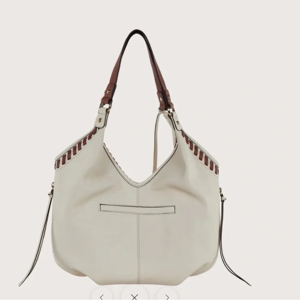 Lodis Leather Lacey Tote Large Hobo Bag, Sand & Chestnut - Picture 5 of 11